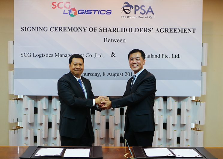 เอสซีจี จับมือ พีเอสเอ ไทยแลนด์ ตั้งบริษัทร่วมทุน SCG-PSA Holdings Co., Ltd  ให้บริการโลจิสติกส์ท่าเรือครบวงจร ครอบคลุมปลายทางในไทยและต่างประเทศ  รองรับธุรกิจการค้าระหว่างประเทศเติบโตต่อเนื่อง